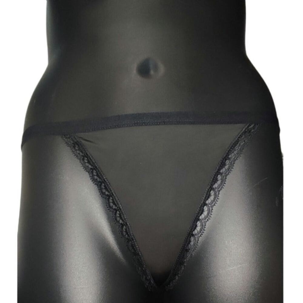 Frederick's of Hollywood Kiara panties Thong Panties Black New Size 1X
